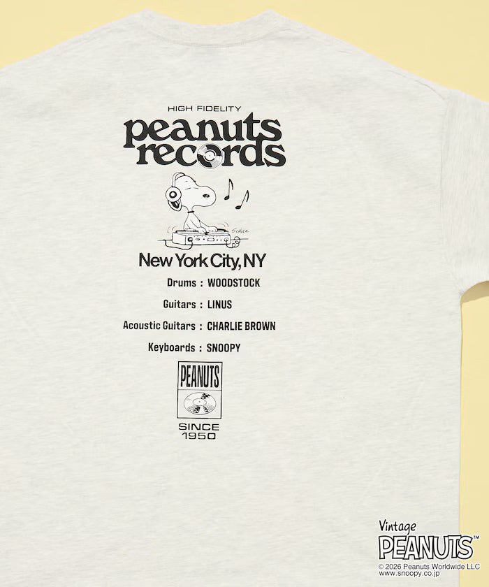 PEANUTS/Peanuts Exclusive Big Silhouette Back Print Crew Neck T-Shirt/Records [Limited Edition] - Ash Gray