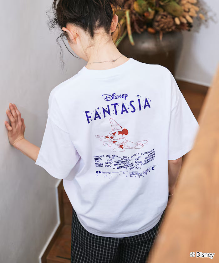 DISNEY/Mickey Mouse 'Fantasia'/Back Print Crew Neck T-Shirt [Limited Edition] - White