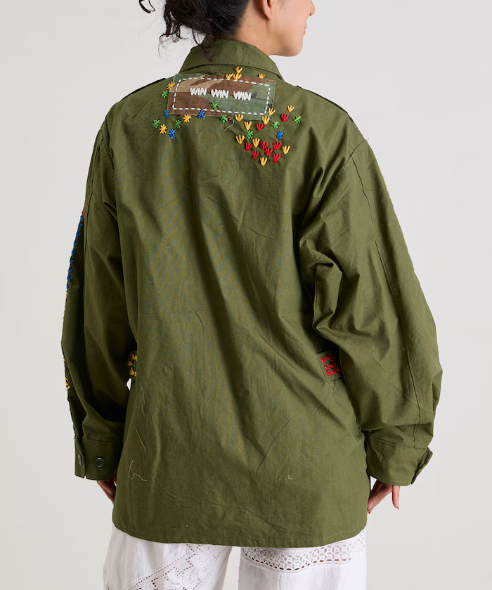 Vintage Hand-Stitch Remake Military Shirt Plain