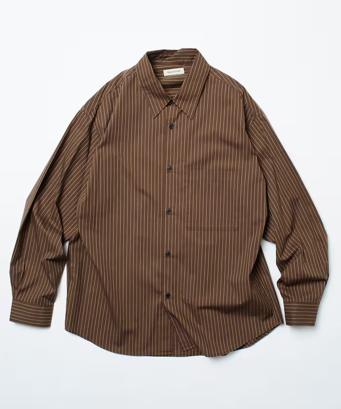 Relax Fit Classic Pattern Regular Collar Shirt / Check Pattern / Stripe Pattern 【Limited Edition】 - Brown Stripe