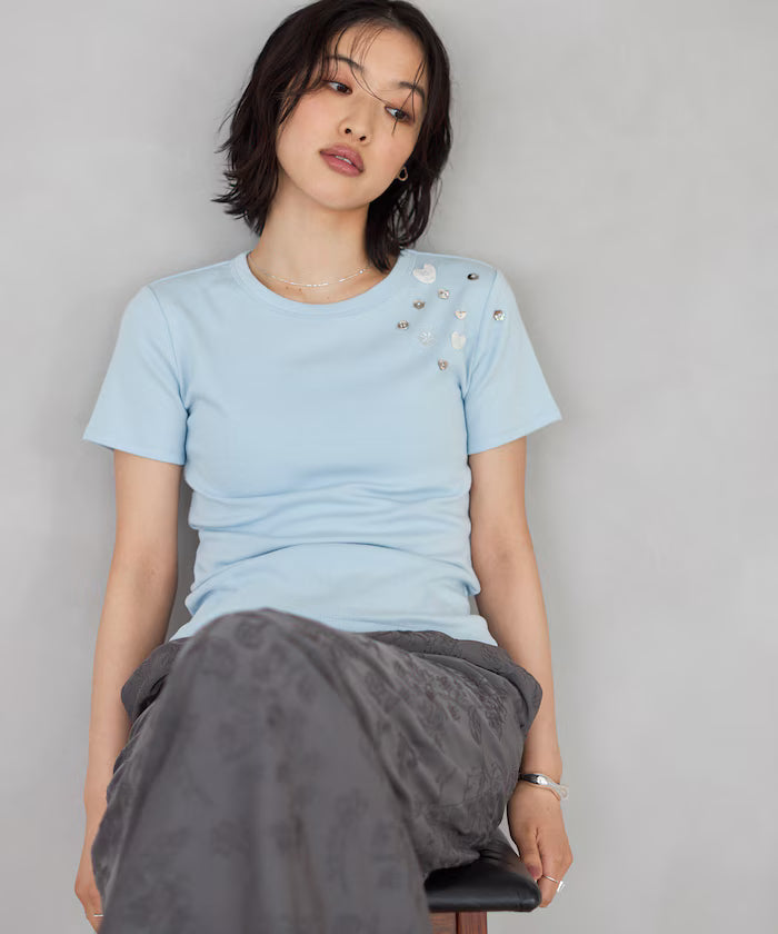 Many Button Cotton Modal Short Sleeve T-Shirt