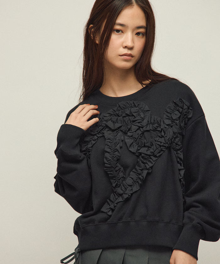 Organic Cotton Gather Ribbon Sweat / Relaxed Fit / French Terry Sweat