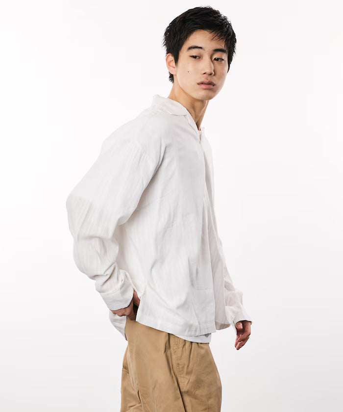 Dobby Woven Long Sleeve Open Collar Shirt / Big Silhouette