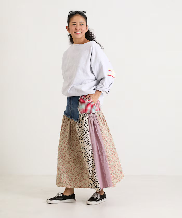 Flower & Check Docking Skirt