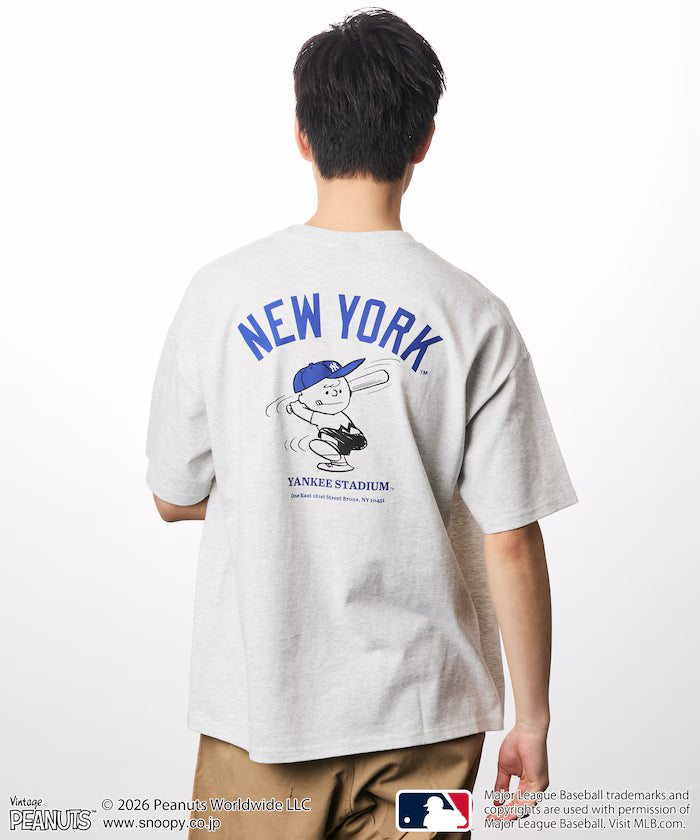 PEANUTS×MLB Exclusive Big Silhouette Back Print T-Shirt / YANKEES 【Limited Edition】