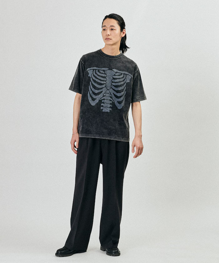 Bone Print Powder Bleach Crew Neck T-Shirt
