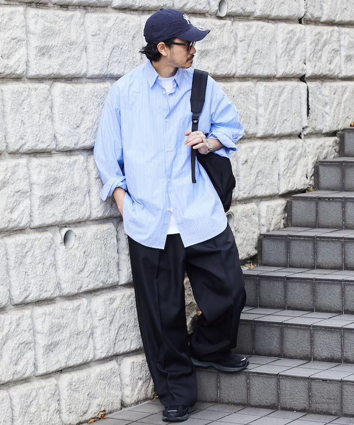 Wide Silhouette Staple Twill Easy Slacks/Wide Slacks [Limited Edition]