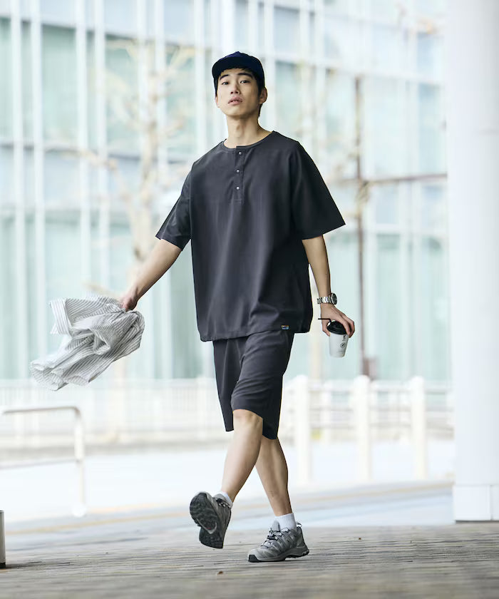 AiRide/Packable Setup/Henley Neck Pullover/Shorts/Packable/Quick-Drying/UVA Cut 【Limited Edition】