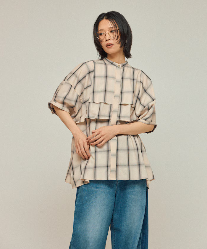 Ombre Check Flare Yoke Shirt / 5-Minute Sleeve Check Shirt