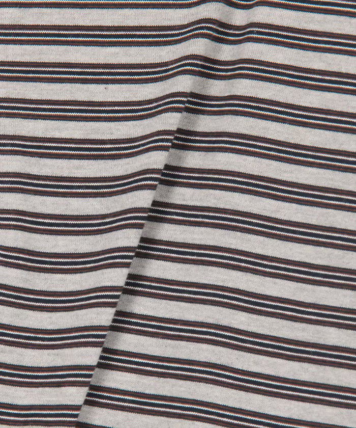 Multi-border Henley Neck Short Sleeve T-shirt