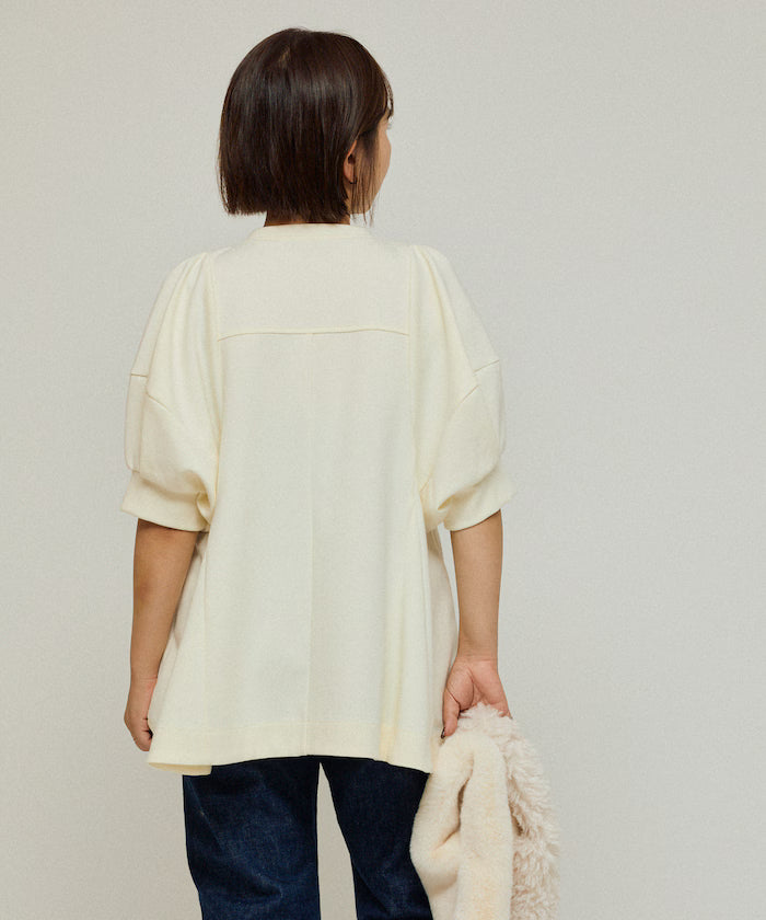 Cardigan with Peplum and Puff Sleeves
