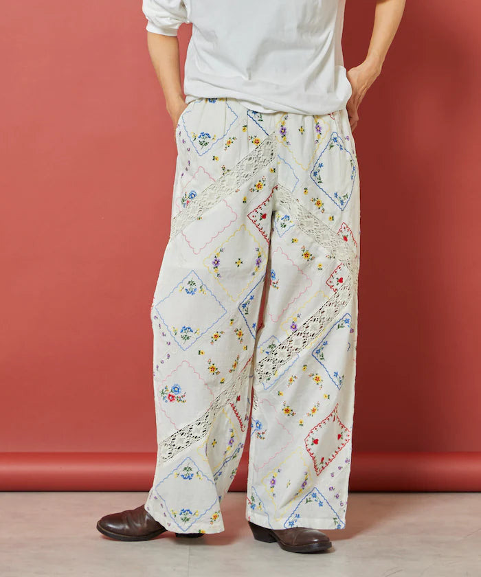 Flower Handkerchief Embroidered Pants