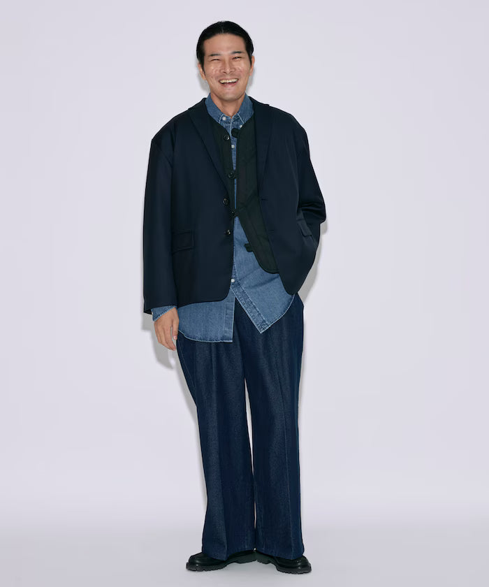 Sleeve-Contrast Tailored Jacket / Relaxed Fit