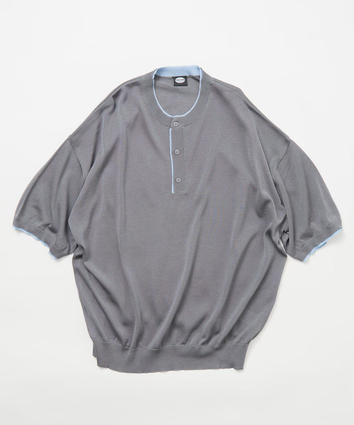 Limited Edition Relaxed Fit Color Block Henley Neck Knit
