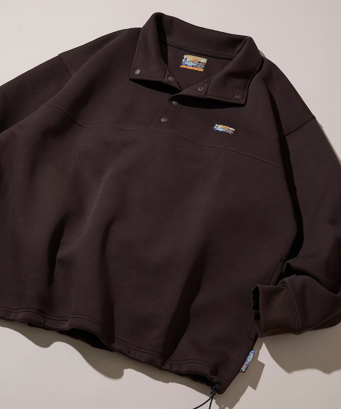 Big Silhouette Spindle Cardboard One Point Logo Snap Button Sweat - Brown