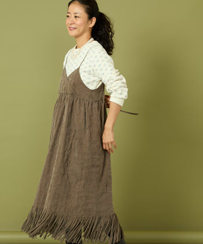 Fade-Processed Fringe Mini Dress
