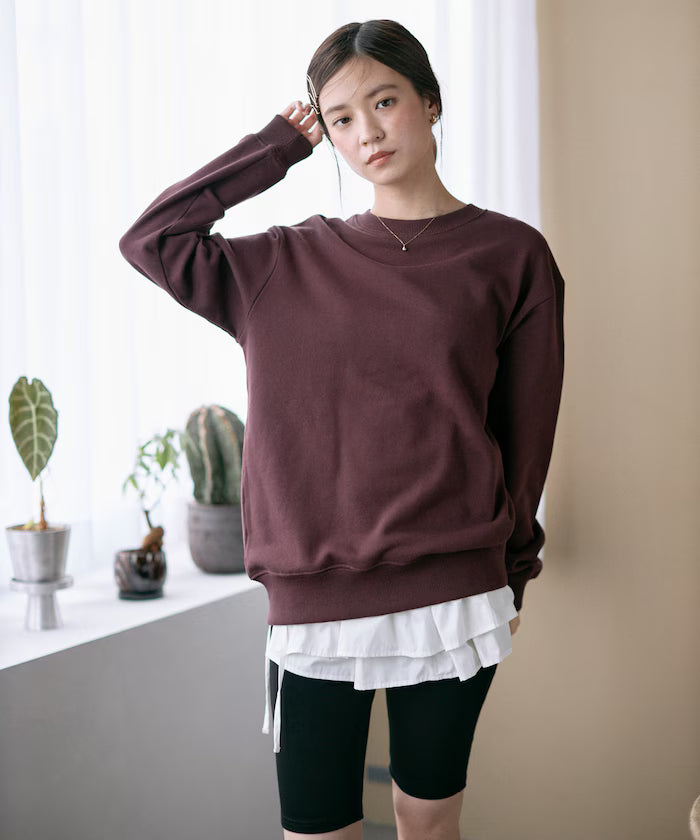 Organic Cotton Multiway Color Sweat / Back毛 Sweat / Set Item - Brown