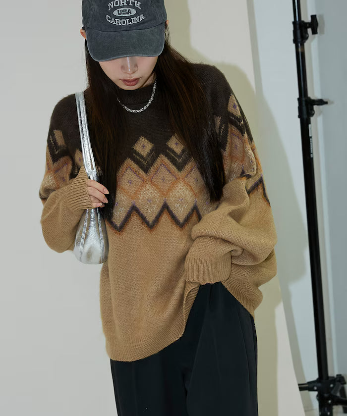 Jacquard Mohair Touch Knit Pullover Limited Edition