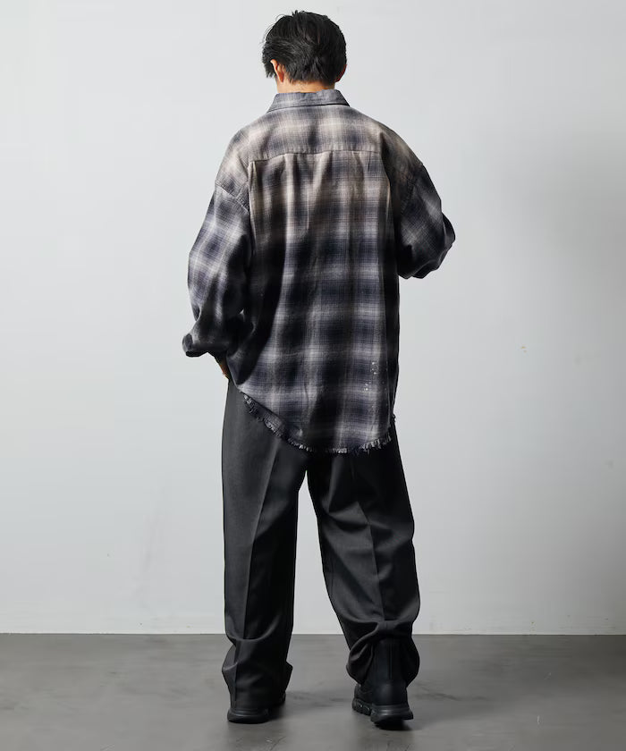 Relax Fit Relaxed Fit Bleached Ombre Check Flannel Shirt [Limited Edition]