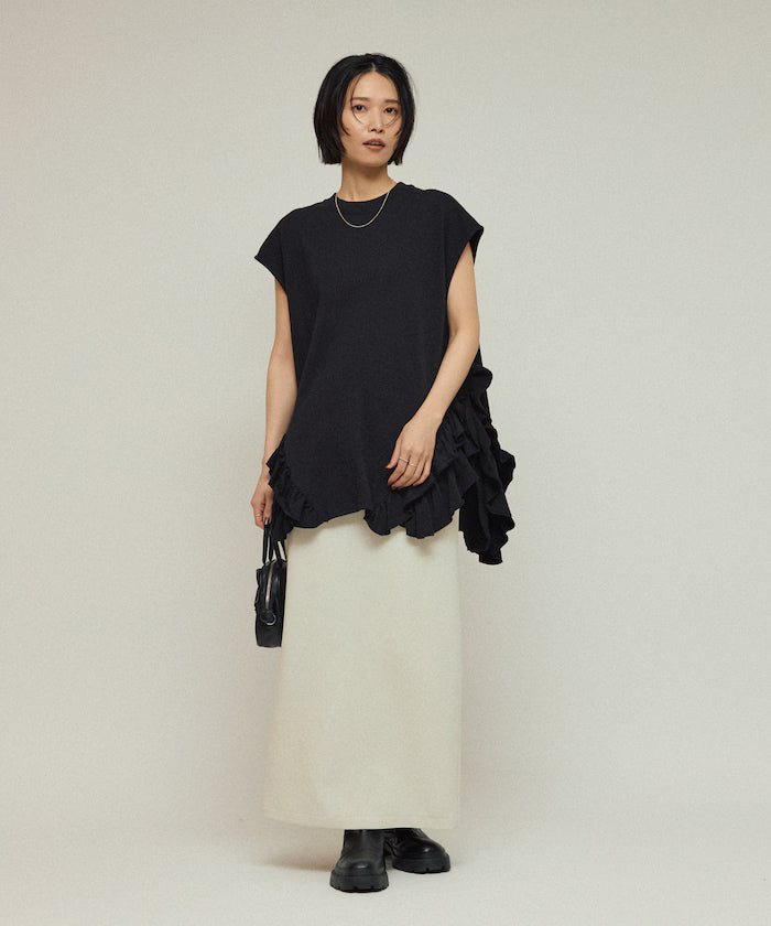 Organic Cotton Frill Hem Top / Relaxed Fit / French Terry Sweat / Best