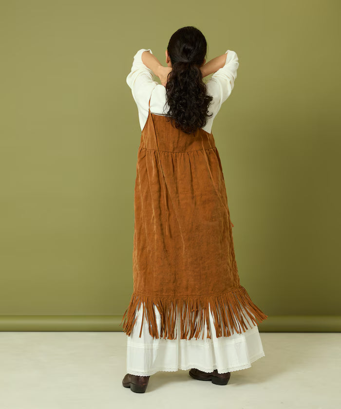 Fade-Processed Fringe Mini Dress