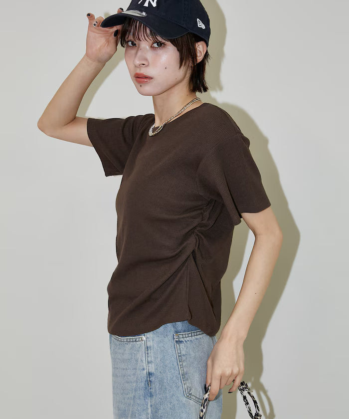 Light Waffle Waist Shirring T-Shirt Limited Edition