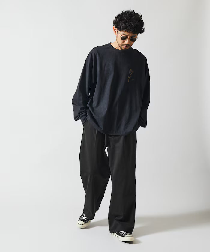 Chino Denim Docking Pants / Wide Straight Pants