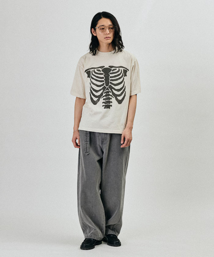 Bone Print Powder Bleach Crew Neck T-Shirt