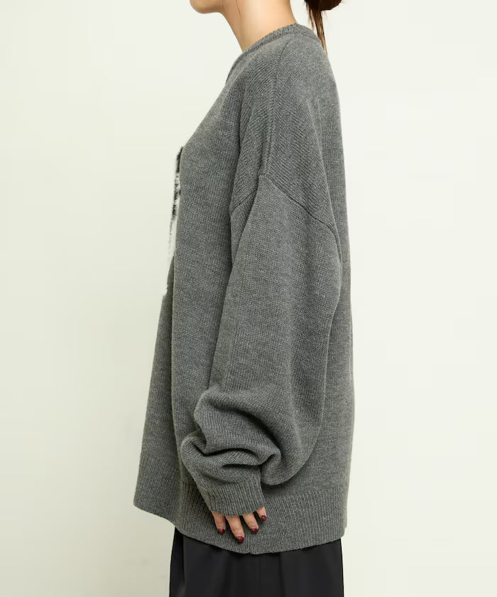 Shaggy Embroidered Rabbit Design Knit Limited Edition