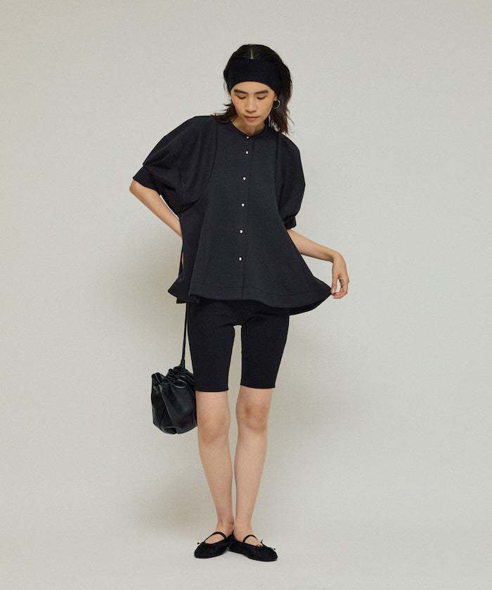 Cardigan with Peplum and Puff Sleeves