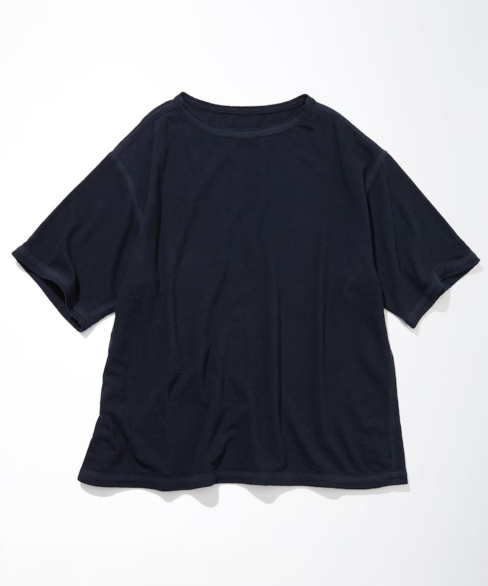 Boat Neck French Terry T-Shirt - Navy