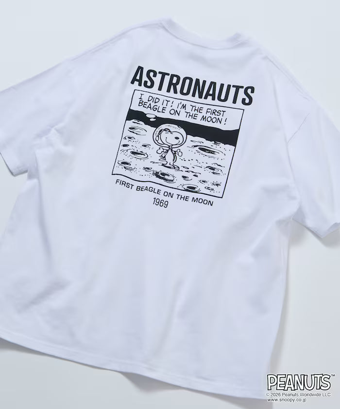PEANUTS/Peanuts Exclusive Big Silhouette Back Print Crew Neck T-Shirt/ASTRONAUTS 【Limited Edition】