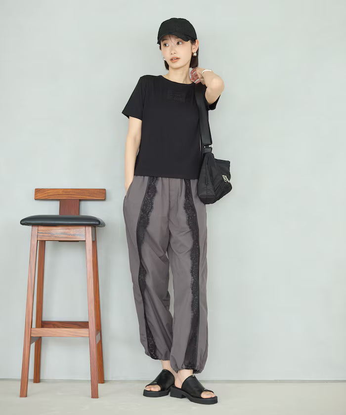 Lace Applique Cotton Modal T-Shirt