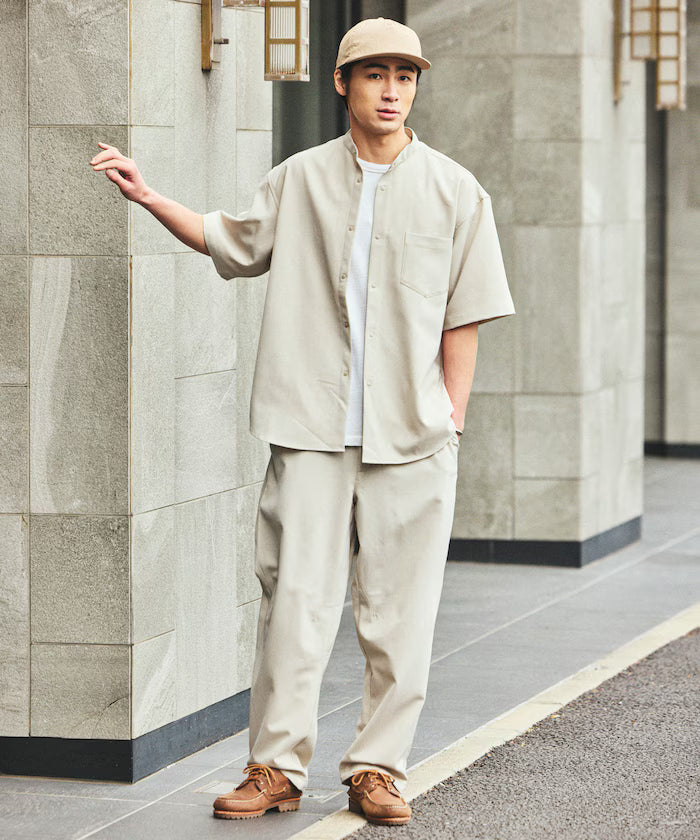 [New Color Added] Quick-Dry Material Relaxed Fit Tapered Easy Pants Linen-like