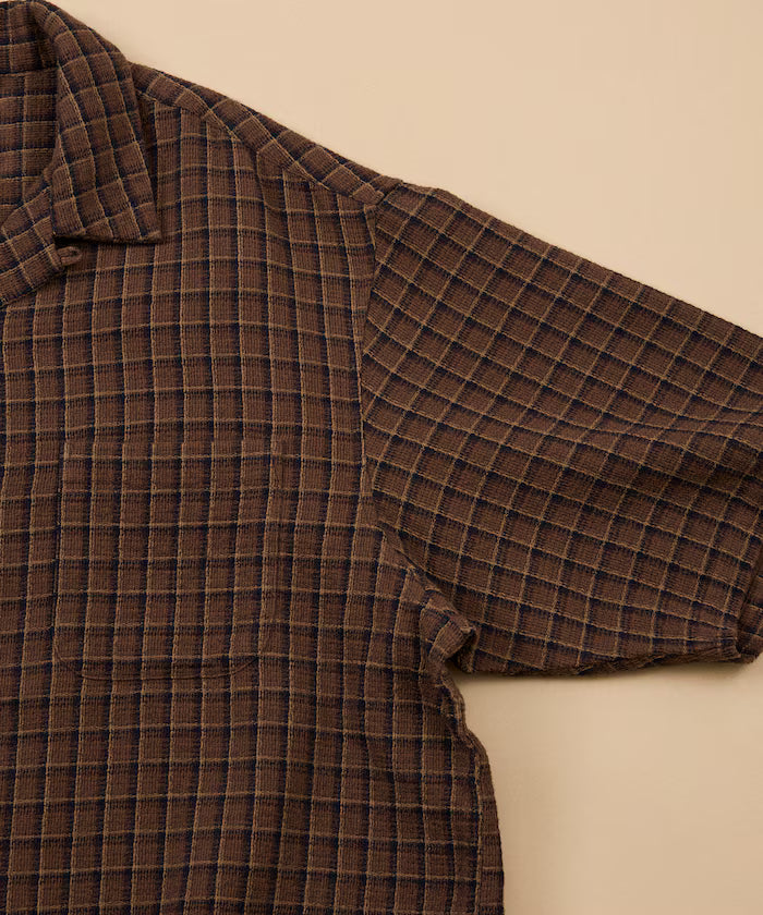 AUSTRALIAN COTTON Open Collar Check Shirt Short Sleeve