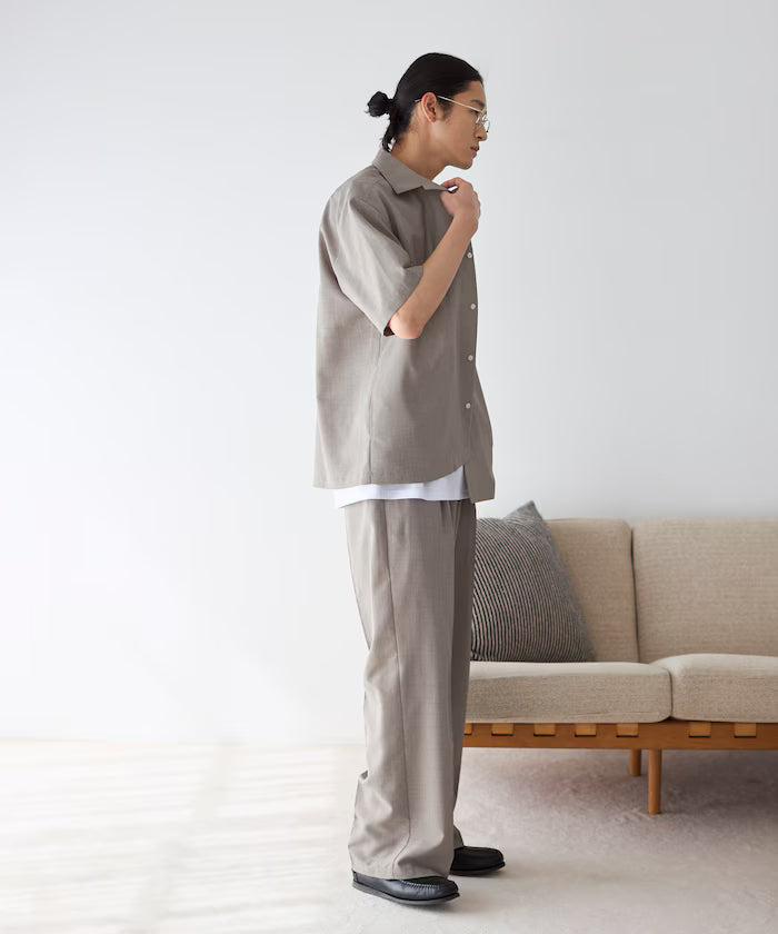 Functional Material Open Collar Short Sleeve Shirt Set 3 Piece Set / Washable / UV Cut / Quick Dry / Cooling Touch