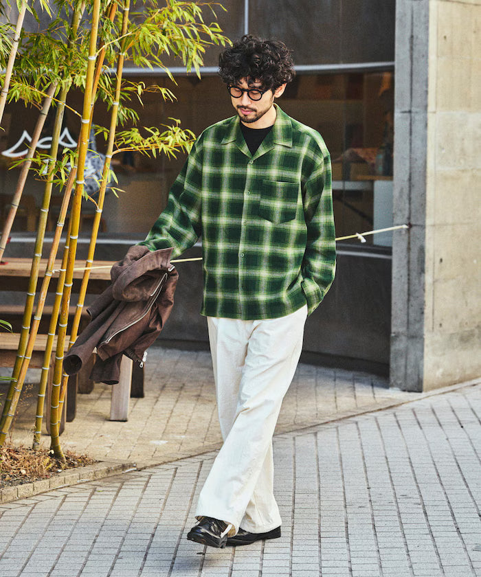 Pre-dyed ombre check sheer shirt relaxed fit