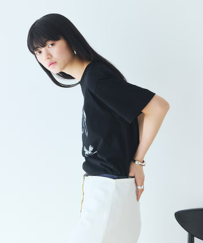 Comfortable Ribbon Print Crew Neck T-shirt