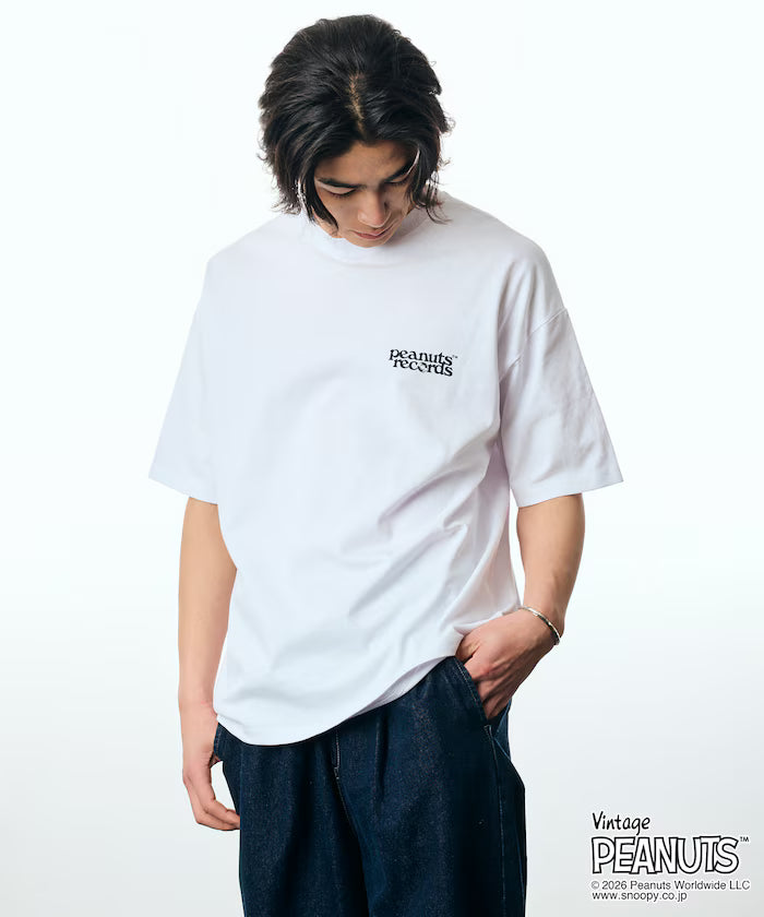 PEANUTS/Peanuts Exclusive Big Silhouette Back Print Crew Neck T-Shirt/Records [Limited Edition]