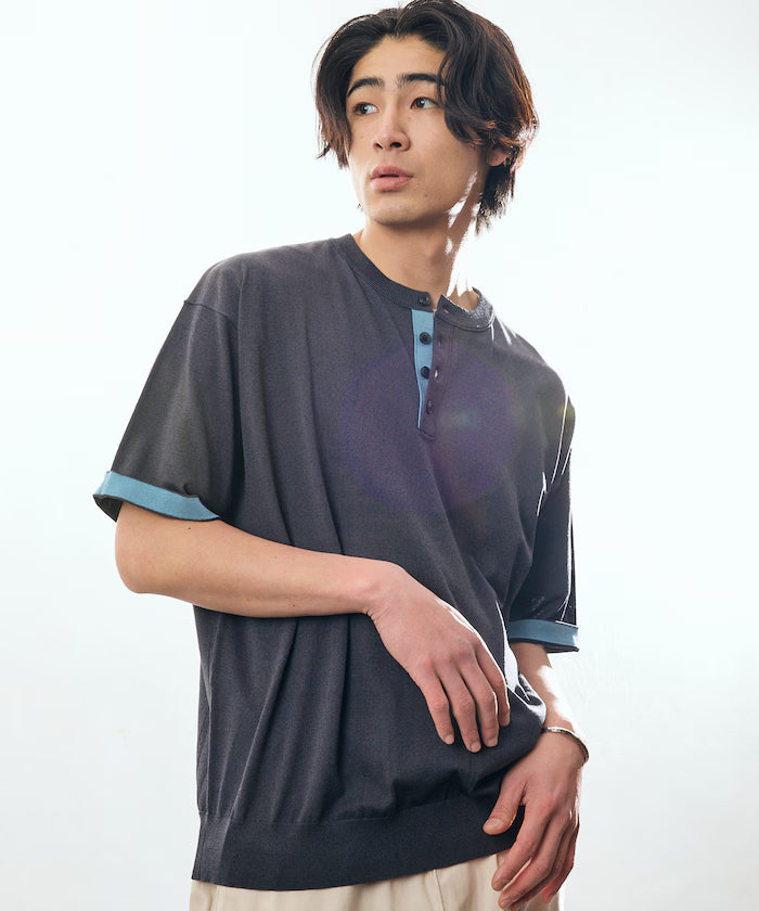 Relax Fit Relax Fit Cool Touch Color Block Henry Neck Pullover 【Limited Edition】