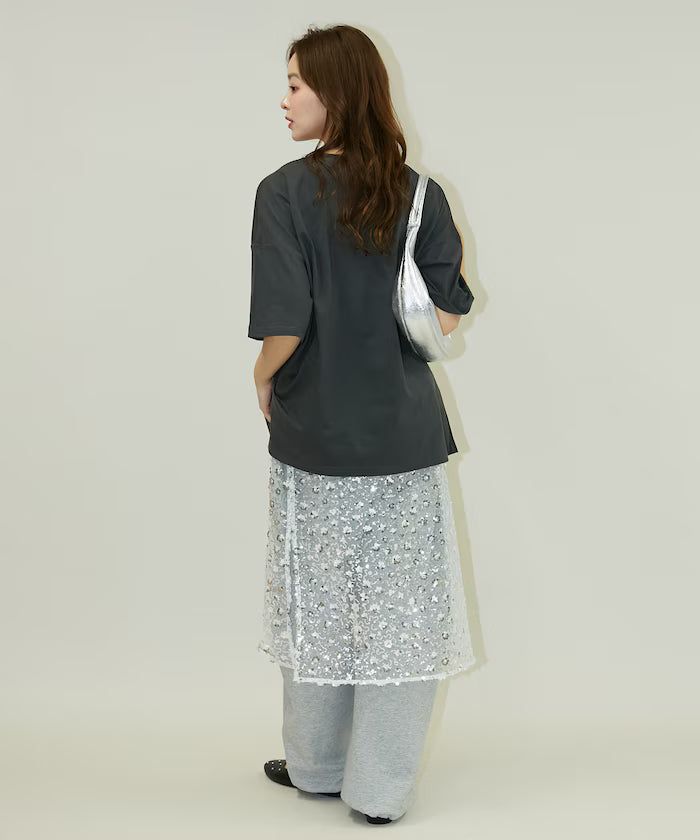 Flower Nuance Art Box Print Big Silhouette T-Shirt Limited Release