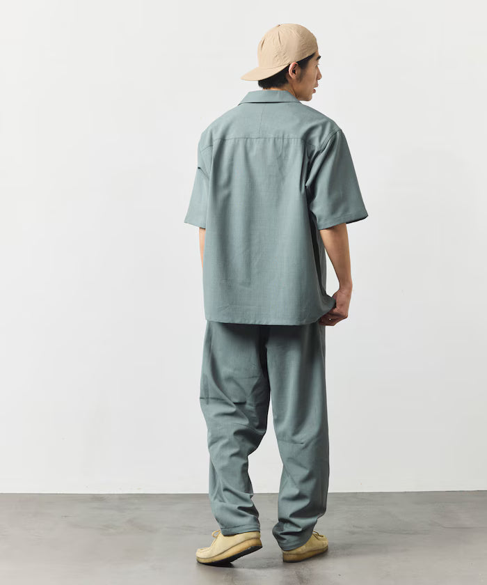 [New Color Addition] Quick-Dry Material Relaxed Fit Open Collar Short Sleeve Shirt Linen-Like