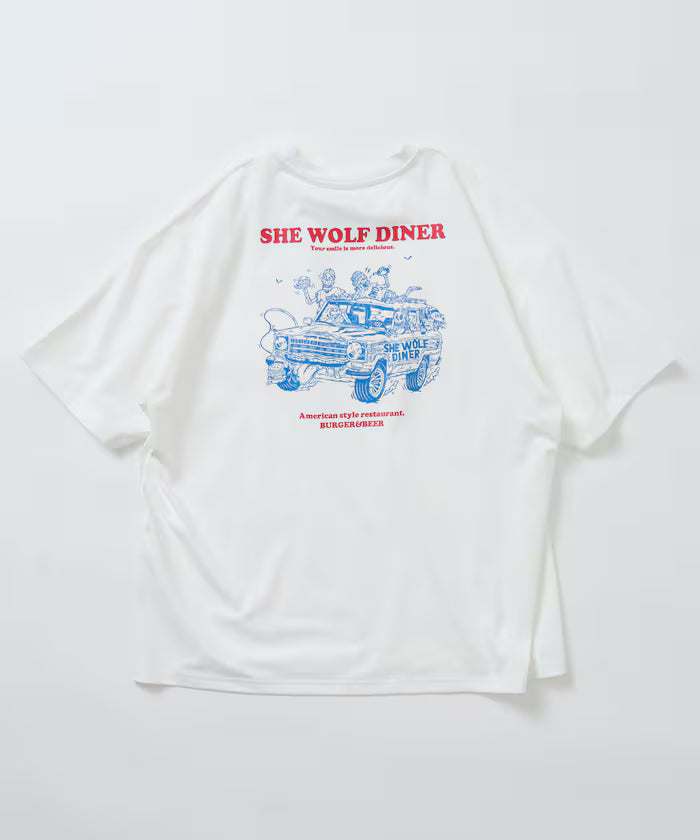 Limited Release SHE WOLF DINER × FREAK'S STORE Shewolf Diner Exclusive Big Silhouette Back Print T-Shirt Antibacterial Odor Resistance Quick Dry