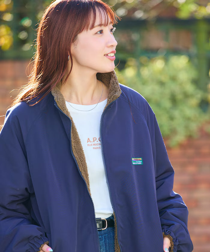 Relaxed Fit Nylon Fleece Reversible Stand Blouson [Limited Edition]