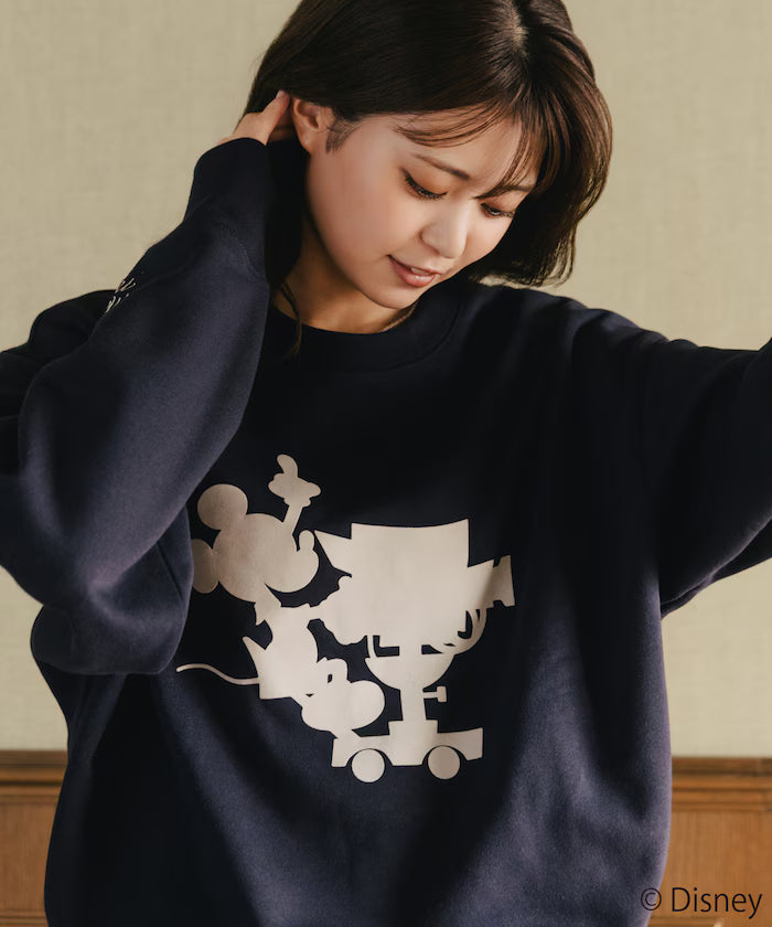 FREAK'S STORE×Ami Maeda/Disney/Mickey Mouse/Mickey Mouse/Flock Print Sweatshirt [Limited Edition]