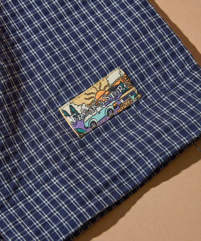 FREAK'S STORE for BEACH & FES Seersucker Spindle Regular Collar Short Sleeve Shirt
