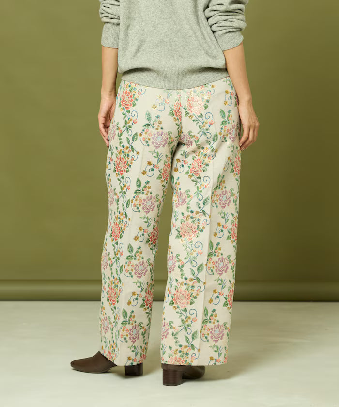 Flower Jacquard Wide Pants