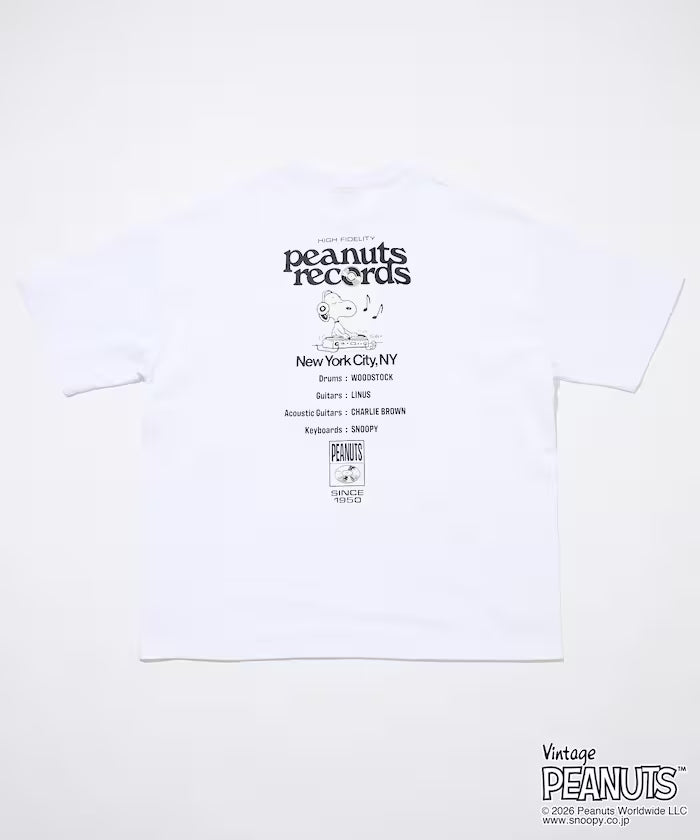 PEANUTS/Peanuts Exclusive Big Silhouette Back Print Crew Neck T-Shirt/Records [Limited Edition]