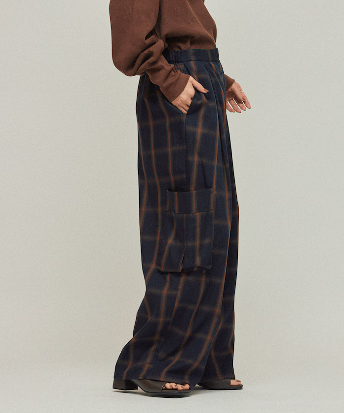 Ombre Check Easy Pants / Patch Pocket Wide Easy Pants