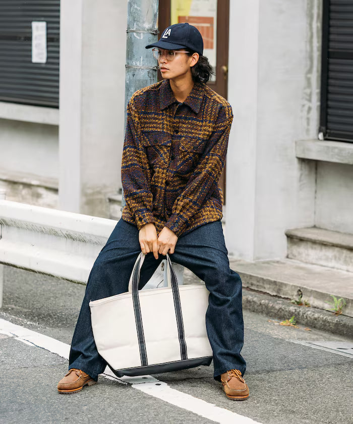 Poly Tweed CPO Check Shirt Jacket - Brown